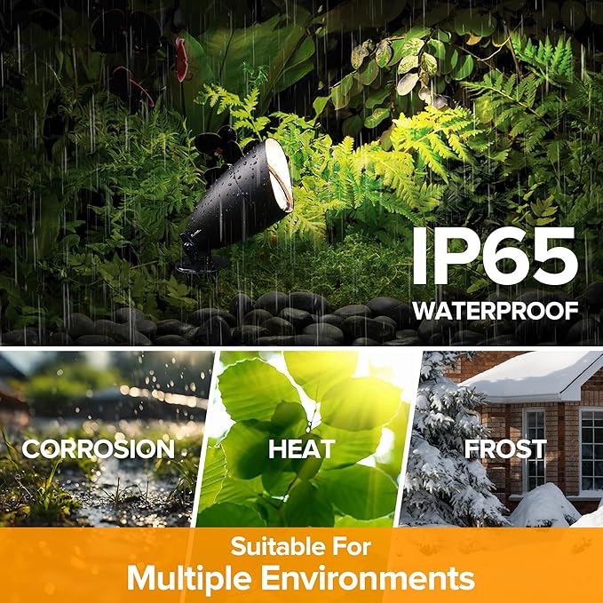LUTEC 12V Low Voltage Landscape Lighting, Die-cast Aluminum Spot Lights with Connectors, IP65 Waterproof Outdoor Landscape Spotlights, 5W 550LM Warm White 3000K for Tree Garden Yard Pathway, 1 Pack