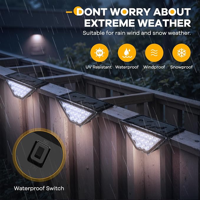 BKBB PPBB Solar Step Lights for Outside, Solar Stair Lights Outdoor Waterproof, Deck Step Lights for Fence, Patio, Yard, Porch, Front Door, Sidewalk, Garden, Patio Decor (6, Cool White)
