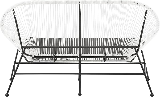 Linon Charleston White Woven Hammock Style Outdoor Loveseat