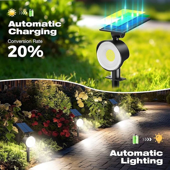nipify Solar Spot Lights Outdoor Waterproof, Landscape Spotlights | Cool White, 10 Pack/53 LED/3 Modes, Adjustable Solar Panels, Auto On/Off, Uplights Lighting for Outside Tree Yard Flag Garden