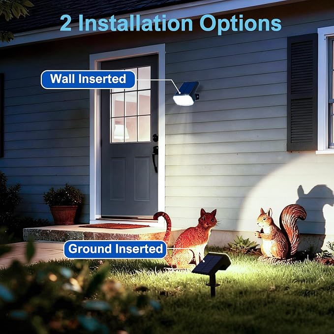 JEJOT Solar Lights Outdoor Waterproof IP65, Super Bright LED with Lens, 6500K 2 Lighting Modes, Solar Powered Yard Garden Solar Spot Lights for Outside Landscape Auto On/Off - 2 Pack