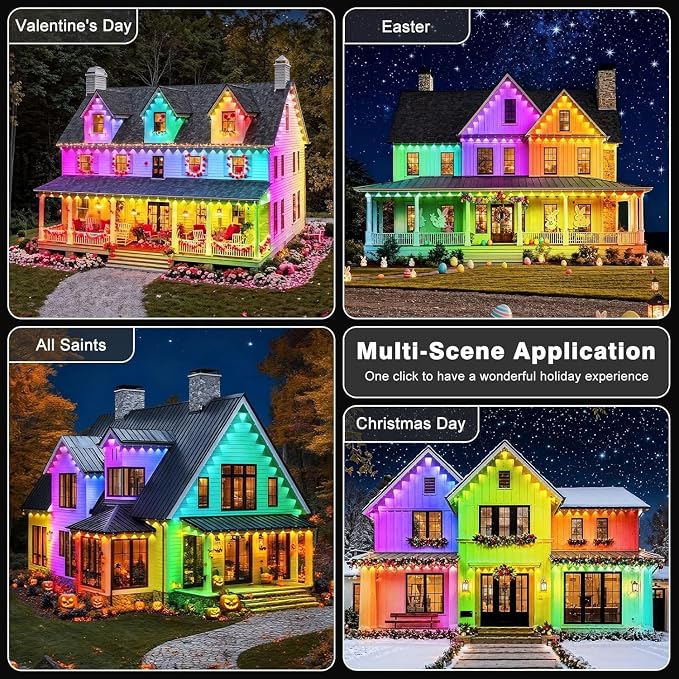LITSOUL 400FT Permanent Outdoor Lights for House Waterproof, Smart RGB Eave LED Lighting with 16 Million Colors, IP67 Outdoor Strip Lights for Christmas Halloween Holiday Daily Decorations(400FT)