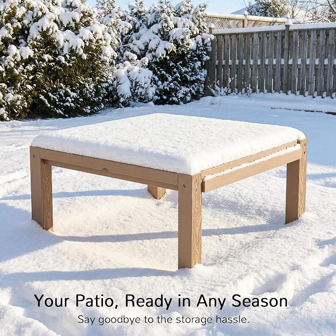 Stoog Waterproof Patio Side Table for L-Shaped & U-Shaped Outdoor Sectional Sofas – Modular Connector Table for All-Weather Use, Teak