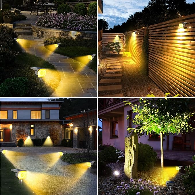 8 Pack Solar Lights Outdoor, Spotlights Outdoor Waterproof 3 Modes, 2-in-1 Auto On/Off Solar Spot Landscape Lighting Outside for Tree Plants Yard Garden Pathway, Warm White