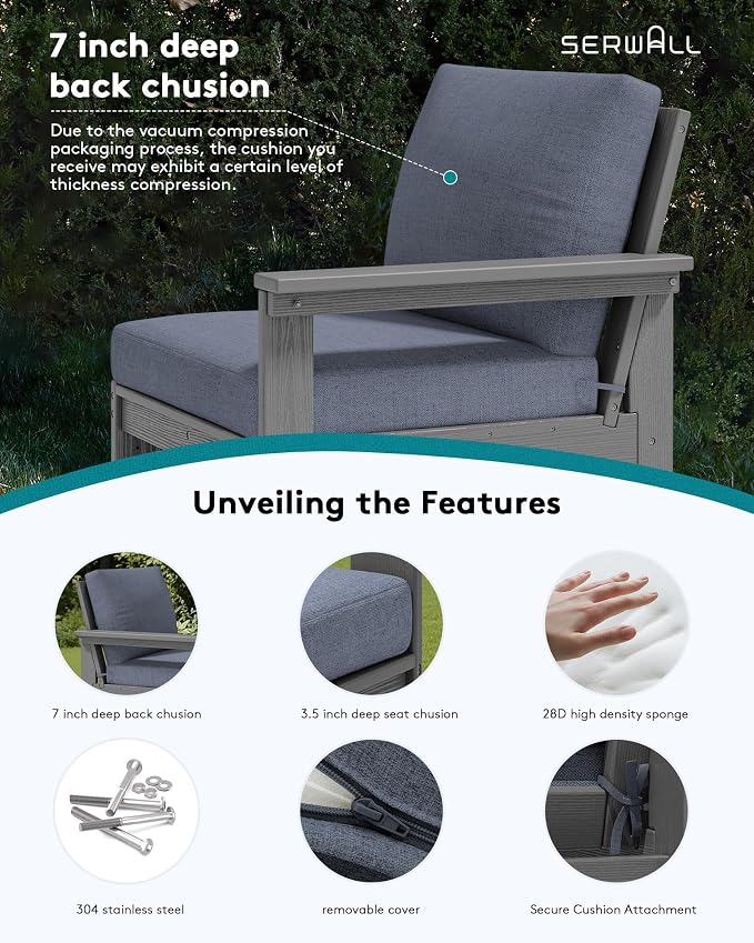 SERWALL HDPE Outdoor Couch with Coffee Table