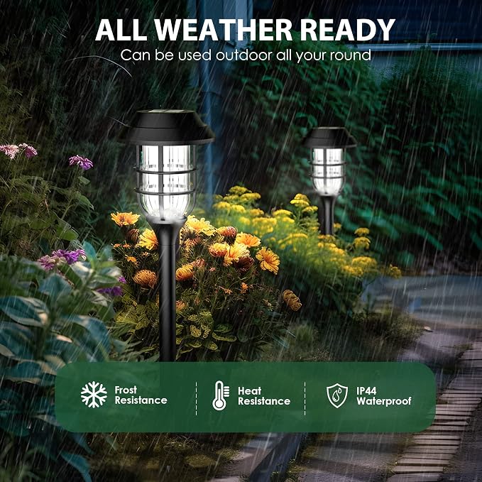 SOLPEX Solar Pathway Lights Waterproof Outdoor Lighting, 8 Pack Cold White | 8-12H Runtime, Auto On/Off, Tool-Free Install, Yard/Garden/Pathway/Patio/Walkway/Driveway