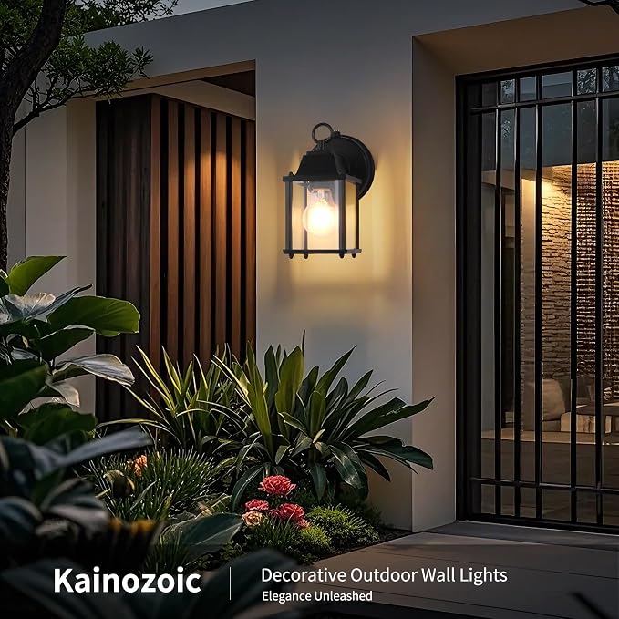 Dawn to Dusk Sensor Outdoor Wall Light Fixtures Waterproof Porch Lights Anti-Rust Black Exterior Lighting Fixtures Outdoor Wall Lantern for House