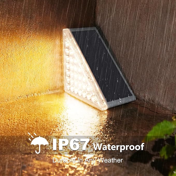 VOLISUN Solar Step Lights for Outside 12 Pack, Solar Stair Lights Outdoor | Waterproof IP67,28 LED,1200 mAH Outdoor Step Light,Outdoor Decor for Garden Stair, Deck, Front Step, Front Porch,and Patio