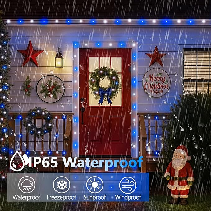 Solar Fairy Lights, 2 Pack Total 400LED 144FT Waterproof String Lights | Blue and White, Silver Wire, 8 Lighting Modes Solar Twinkle Lights for Tree Garden Patio Party Outdoor Christmas Decorations
