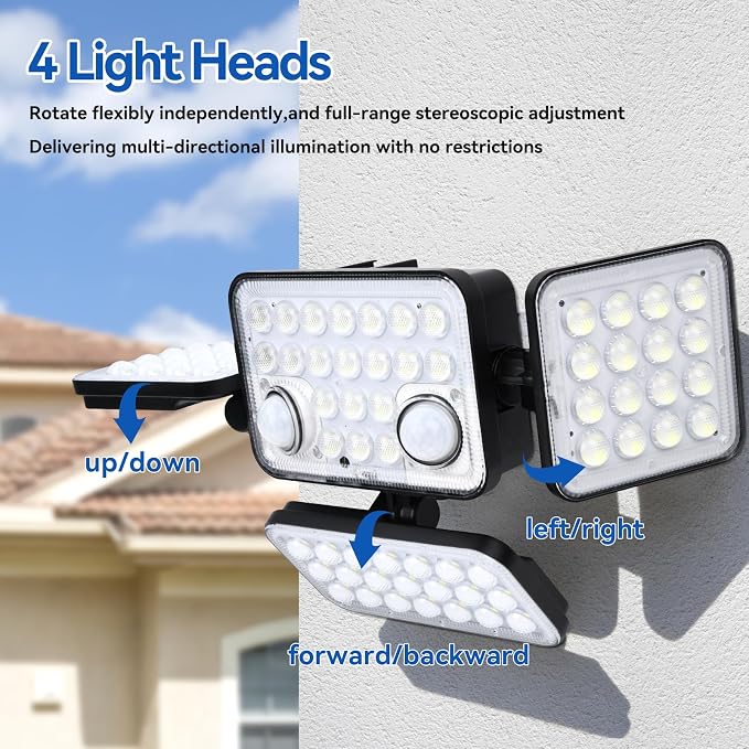 Aialun Solar Lights Motion Sensor Outdoor,5000mAh 292 LEDs 3600LM Bright 8500K Oversized Solar Security Flood Lights Outside Waterproof IP65,Remote Control,Dusk to Dawn 3 Modes for Backyard,Garage