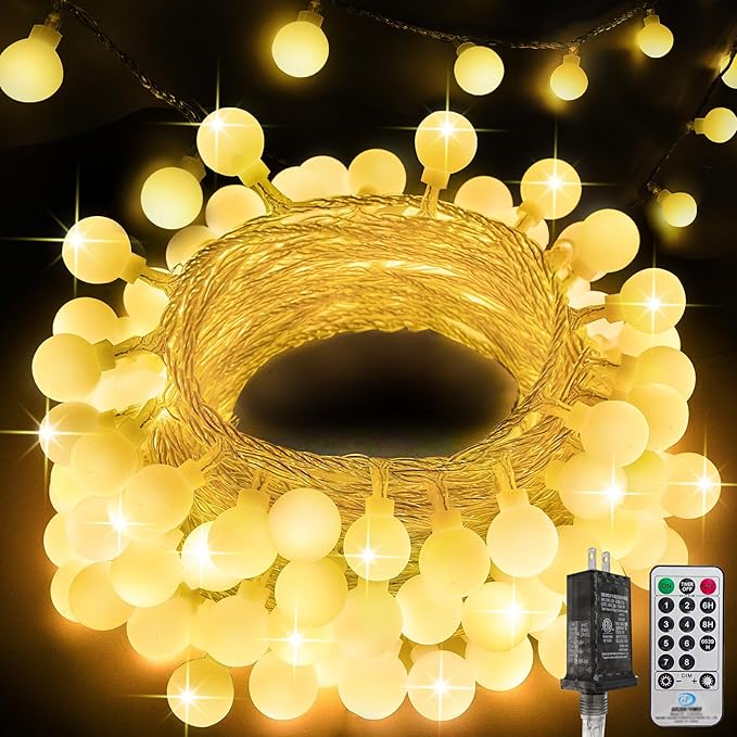 300LED Globe String Lights Indoor 108FT Classroom Lights, Warm White | Fairy Lights Plug in, Remote, 8 Modes, Waterproof, Hanging String Light for Bedroom Wedding Party Christmas Outdoor Decor