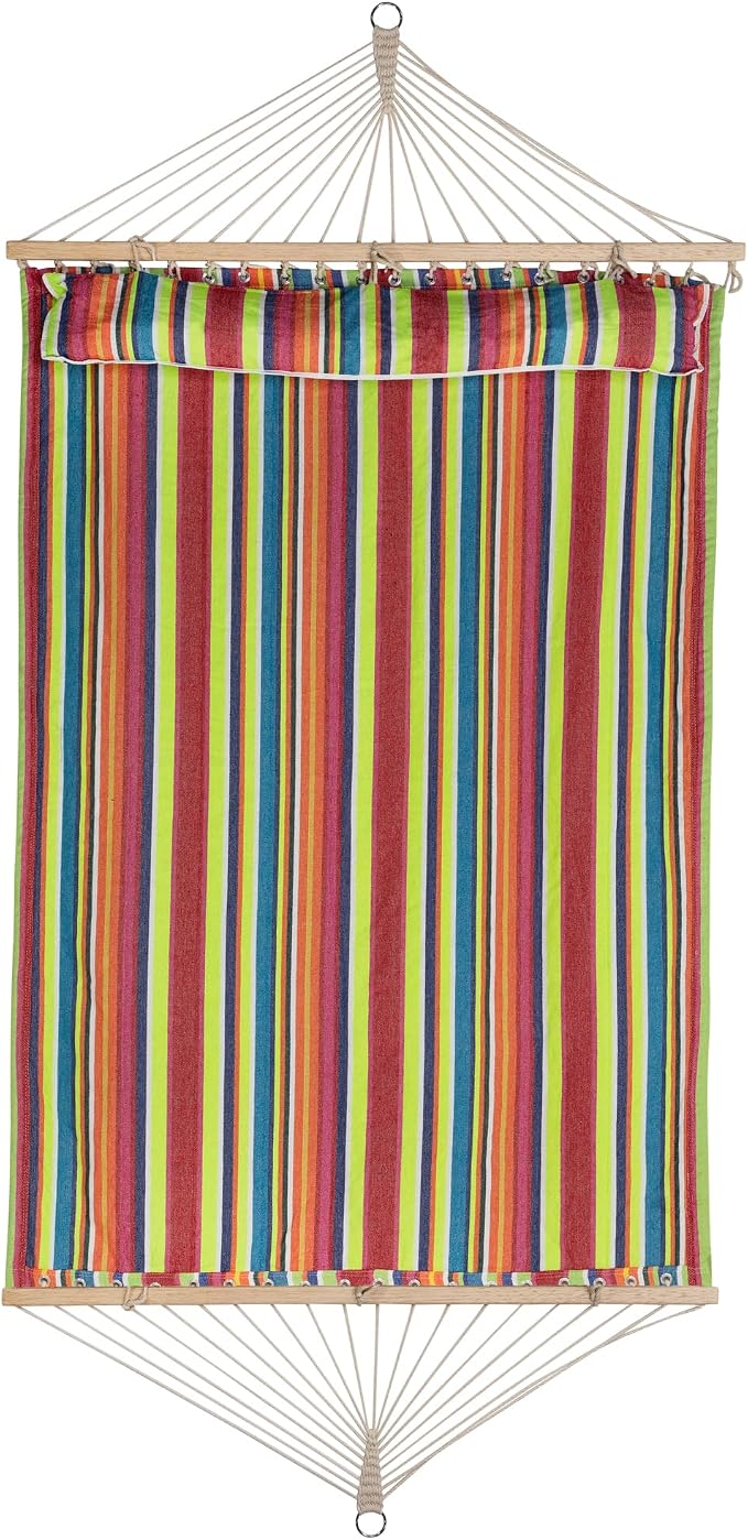 Striped Quilted Two Person Double Hammock with Pillow - 9' x 55" - Multicolor