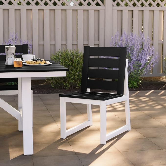 Costaelm Stinson Outdoor Patio HDPE Dining Side Chair, Black