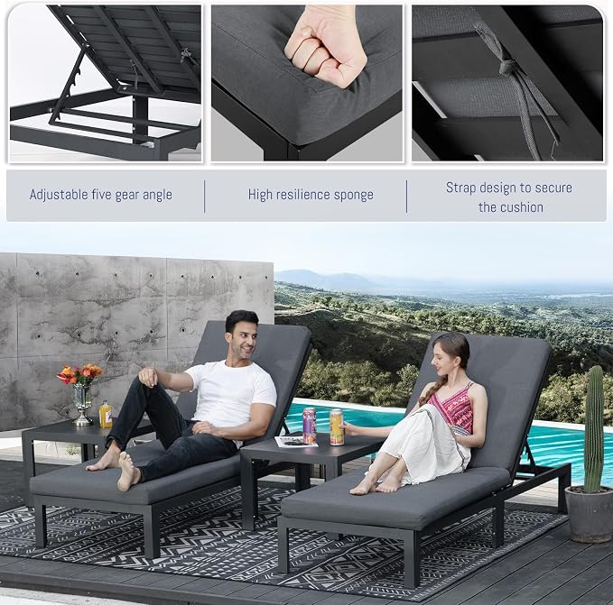 BULEXYARD 9 Pcs Grey Aluminum Patio Furniture Set with Fire Pit Table & Grey Cushion, Large Modern Outdoor Modular Sectional Sofa, Luxury Deep Seat Conversation for Backyard Pool