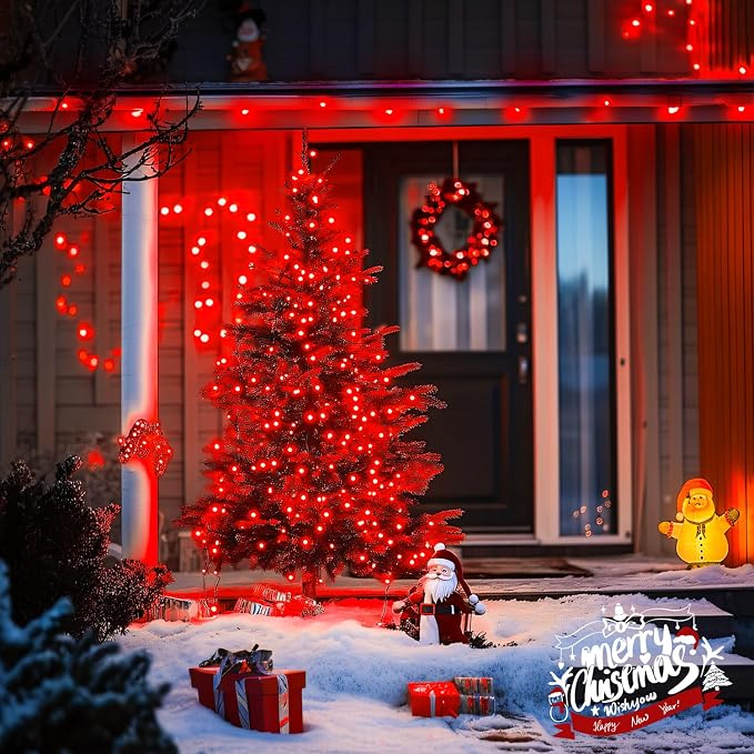 JMEXSUSS 150 LED Connectable Red Christmas Lights Indoor Outdoor Waterproof | 59 Ft Red Halloween String Lights Plug in, 8 Modes Twinkle Fairy Light for Bedroom Patio Party Tree Holiday Xmas Decor