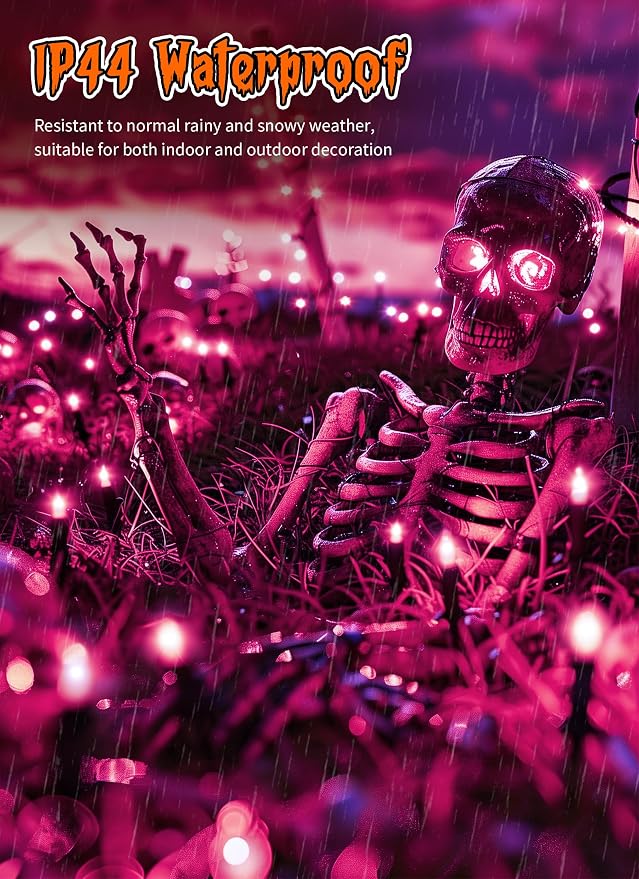 2 Pack Purple Halloween Mini Lights, 10 Feet 50 Count Mini String Lights | Total 100 Count Incandescent Bulb, Connectable Halloween Light for Haunted House Ghost Party Holiday Window Indoor Decoration