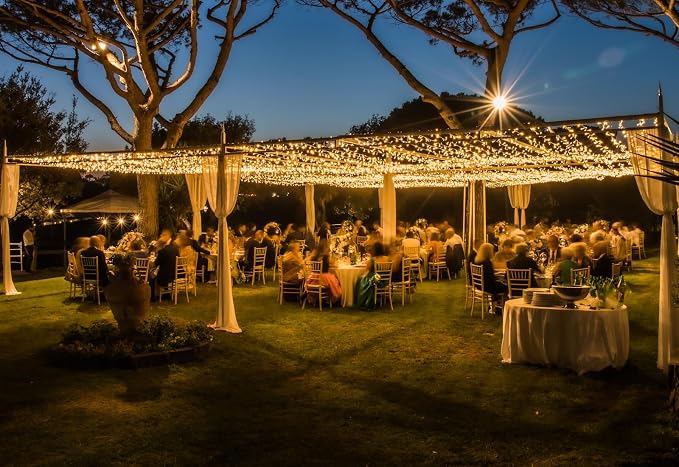 Solhice LED Curtain Lights Outdoor 50ft x10ft, 1000 LED Plug in Hanging String Lights Indoor Bedroom, Twinkle Light Backdrop for Outside Wedding Decor, Warm White (Not Connectable)