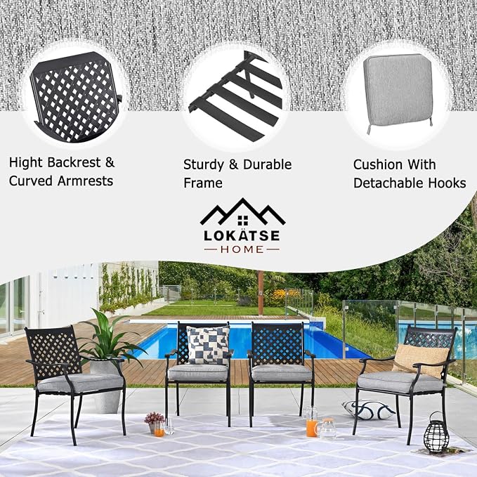 LOKATSE HOME 5-Piece Outdoor Patio Metal Dining Set