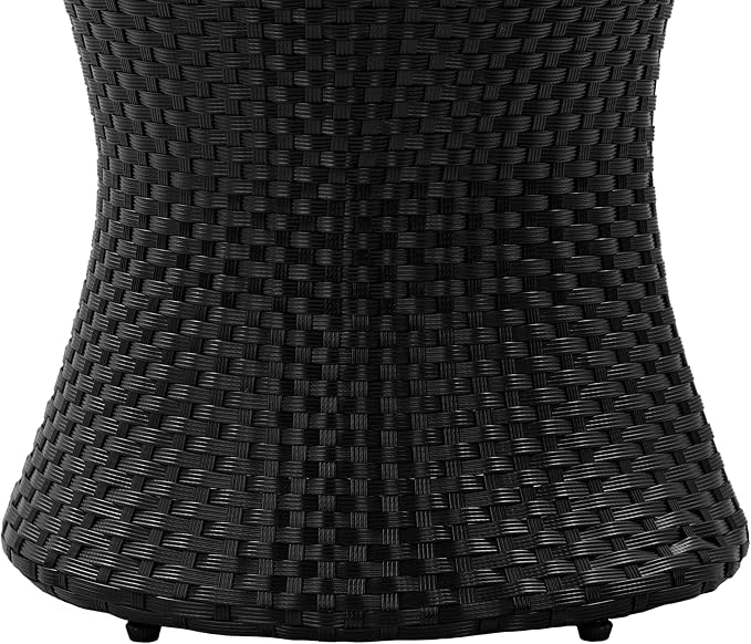 Outdoor PE Rattan Hourglass Side Table 19.75", No Assembly Wicker End Table, All-Weather Accent Table for Patio Balcony Living Room, Black