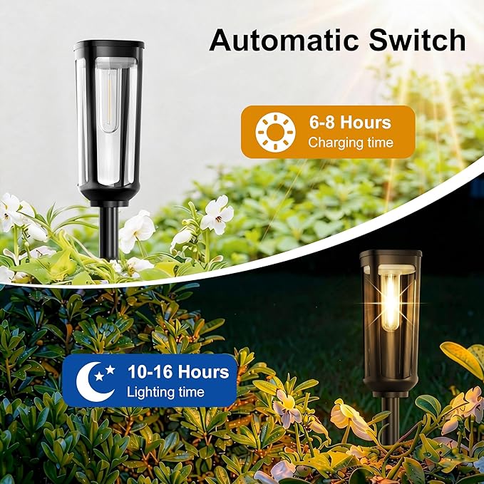 JEJOT Solar Pathway Lights Outdoor Waterproof, 8 Pack Solar Walkway Lights | Solar Light outdoor for Lawn Yard Garden Patio Driveway Decor Landscape, Warm White