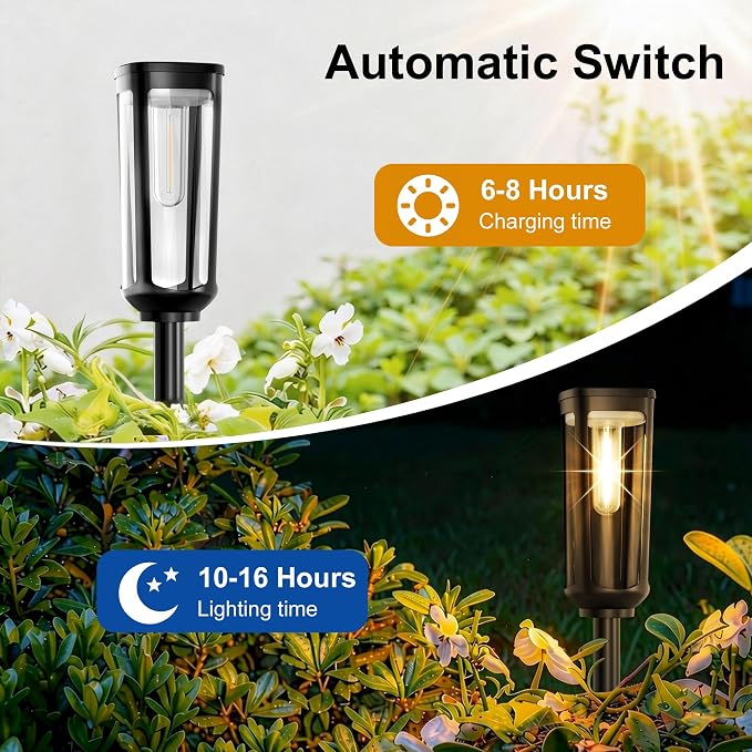 JEJOT Solar Pathway Lights Outdoor Waterproof, 2 Pack Solar Walkway Lights | Solar Light outdoor for Lawn Yard Garden Patio Driveway Decor Landscape, Warm White
