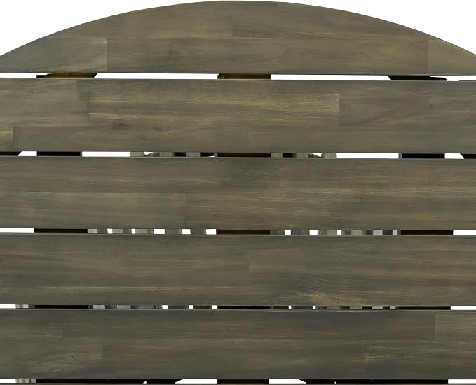 roomfitters 47.25" Round Outdoor Dining Table, Slatted Pedestal Base Acacia Wood Patio Table for 4-6 People, Grey