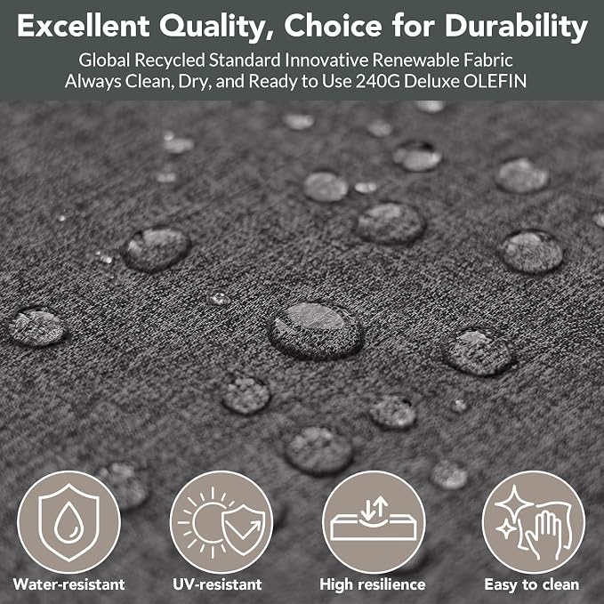Outdoor Patio Furniture Set 3 Seats Sofa and Ottomans with Washable Thick Cushions, All-Weather Luxury Aluminum Modern Outside Sectional Set for Porch, Balcony, Deck, Yard, Dark Gray