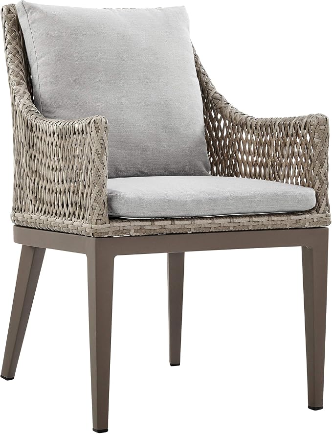 armen LIVING Grenada 5 Piece Grey Aluminum Outdoor Dining Set with Grey Fabric