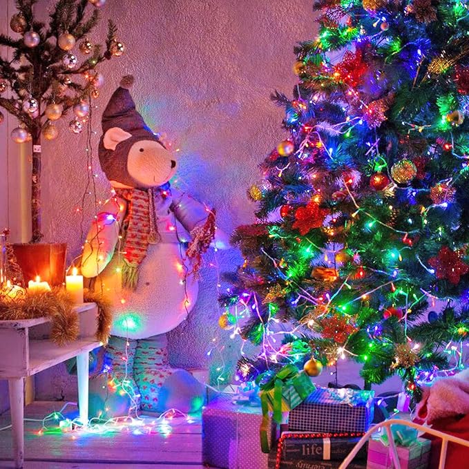 JMEXSUSS Connectable 91.5ft 250 LED Multicolor Christmas Lights Indoor | Christmas Lights Outdoor Waterproof, 8 Modes String Light Plug in for Wedding Party Garden Decorations