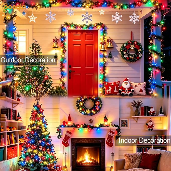 1000 LED Colorful Christmas Lights Outdoor String Lights, 328 ft | Green Wire Waterproof Twinkle Fairy Lights Plug in with Timer, 8 Modes String Lights Indoor Bedroom Xmas Tree Decorations