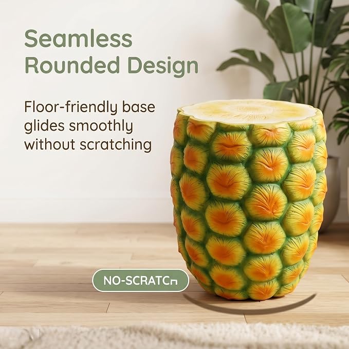 Pineapple Shaped Resin Stool 14" – Outdoor Garden Stool, Side Table & Plant Stand | Weather-Resistant Tropical Decor for Patio, Balcony, Living Room, Indoor & Outdoor Use (Pineapple)