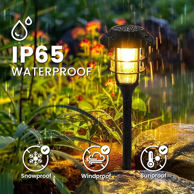 SOLPEX Solar Pathway Lights Waterproof Outdoor Lighting, 8 Pack Warm White | IP65 Waterproof, 10-12H Runtime, Auto On/Off, Tool-Free Install, Yard/Garden/Pathway/Patio/Walkway/Driveway