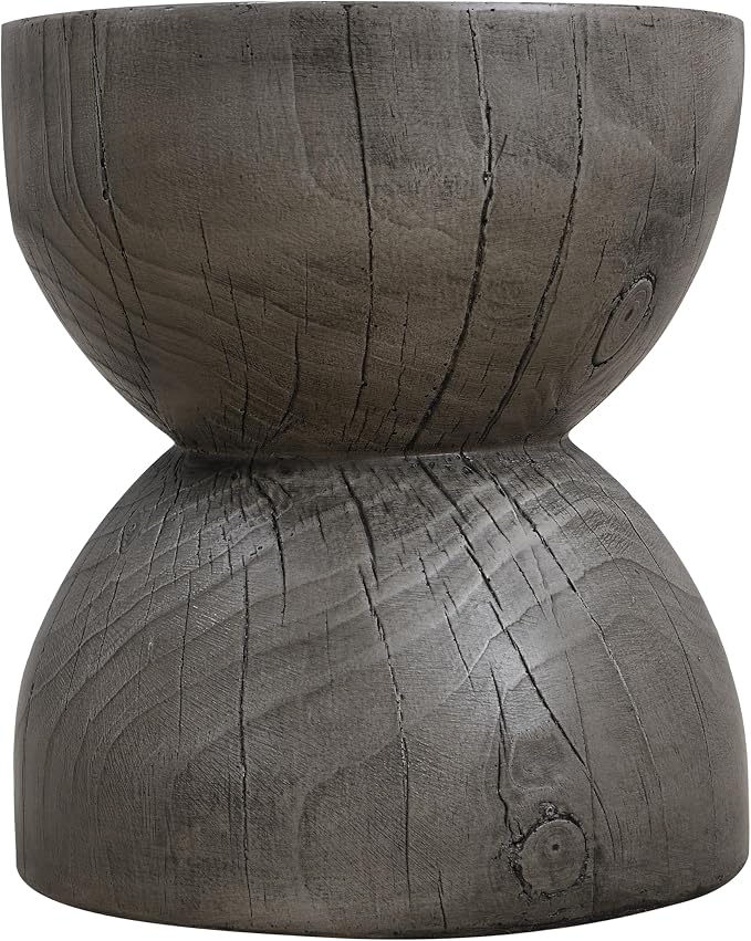Christopher Knight Home 16.54" H Realistic Wood Vibe MGO Side Table Sculptural Hourglass End Table Indoor Outdoor Living Room Patio Balcony Decor Accent Table