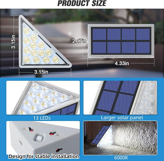 Solar Step Lights,24 Pack Cool White Solar Stair Lights Outdoor Waterproof IP67 Auto On Off,Solar Lights for Steps,Stair,Patio,Yard,Porch,Front Door,Sidewalk,Deck Decor
