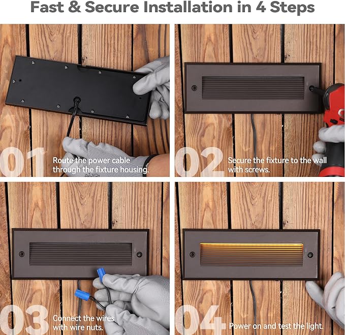 LEONLITE 6-Pack 5W/4W/3W Dimmable 9 Inch 5CCT Low Voltage LED Step Lights | 12-24V AC/DC, Exterior Step Lighting, Outdoor Landscape Stair Riser Light, IP65, UL Listed, Aluminum, Oil Rubbed Bronze