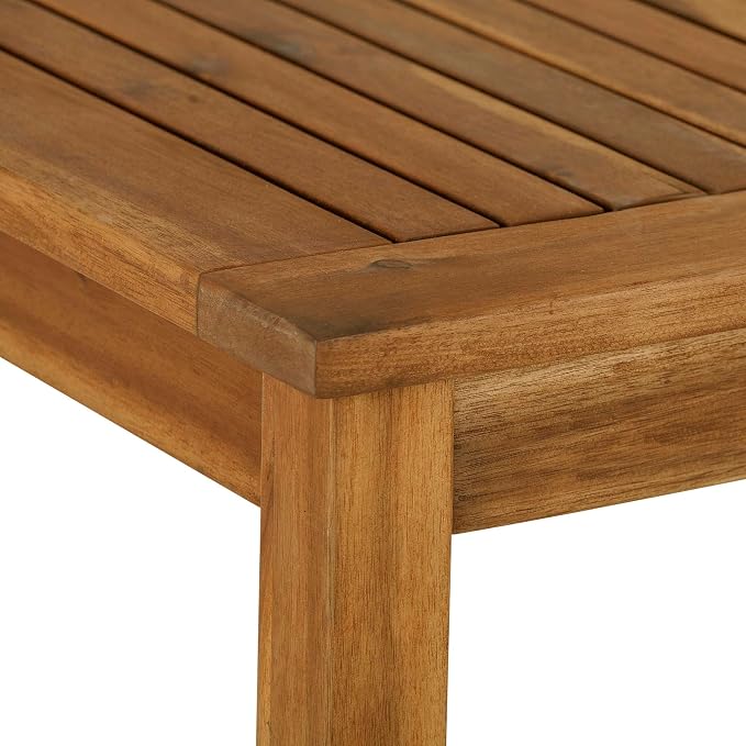 Walker Edison 4 Person Outdoor Wood Chevron Patio Furniture Dining Set Table Chairs All Weather Backyard Conversation Garden Poolside Balcony, 5 Piece, Brown
