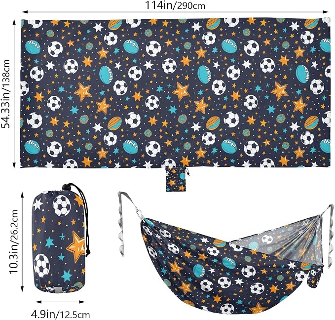 Camping Hammock Outdoor Hammocks for Outside Ball and Star Beach Trees Portable Lightweight with Pockets Tree Straps Indoor
