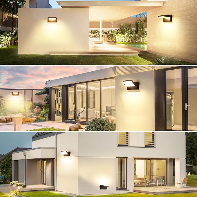 3 Pack Outdoor LED Wall Lights 40W Black Flood Lights 350°Rotation Exterior Lighting Fixture Commercial Security 3000K Waterporof for Barn Yard Garage Building Area Backyard