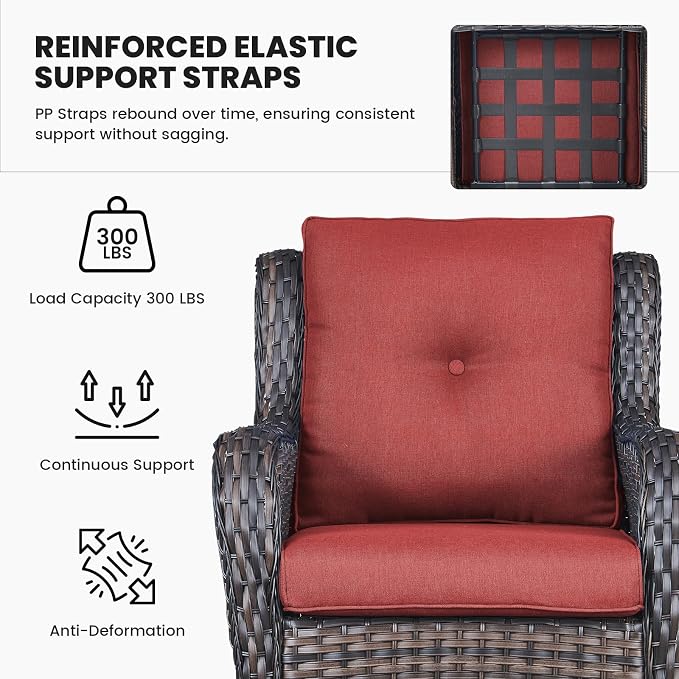 Belord Outdoor Wicker Furniture 5 Pieces Patio Furniture Set Patio Chairs with Ottomans and Side Table Conversation Set for Porch Garden Deck Balcony Poolside