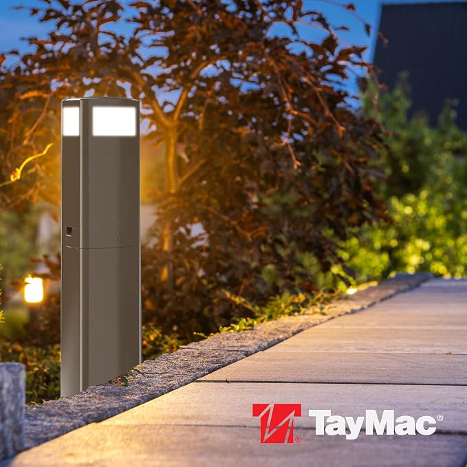TayMac Bronze Area Light Slide Cover PPALZ for ParkPost Outdoor Power Enclosure (Required), 1000-Lumen 2700K Polycarbonate Post Cap Light for Garden Decor, Seamless LED Lighting Accessory