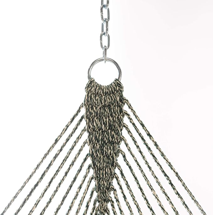 Hatteras Hammocks Small Green Oatmeal Heirloom Tweed DuraCord Rope Hammock – 11 ft. x 45 in., 450 lb Capacity, Cumaru Spreader Bar, Zinc-Plated Hardware, Handcrafted in The USA