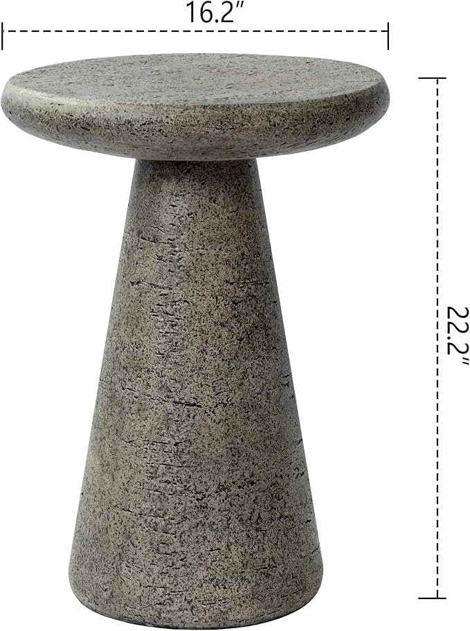 Modern Outdoor Side Table, Lightweight Faux Concrete Accent Table, Sculptural Decorative End Table for Patio, Balcony & Indoor Living Spaces