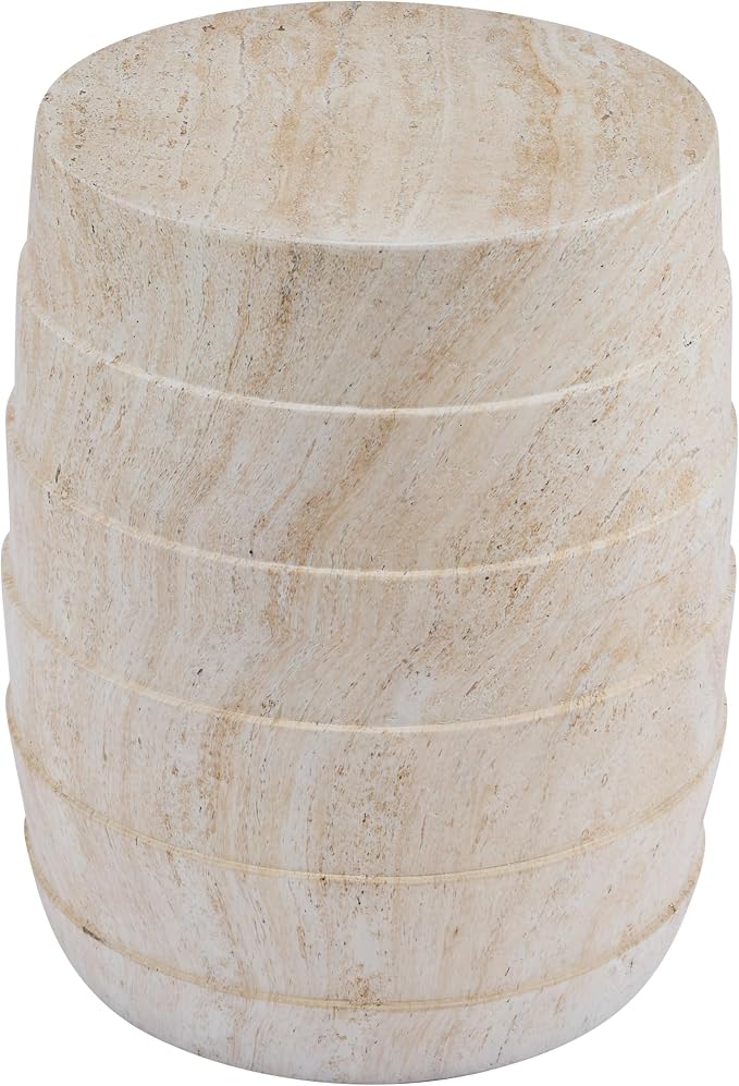 Christopher Knight Home Yayce 18.31" H Indoor Outdoor Accent Side Table, Patio Decorative End Table, Cylindrical Lightweight Concrete Garden Stool for Patio Balcony & Garden Decor, Light Beige