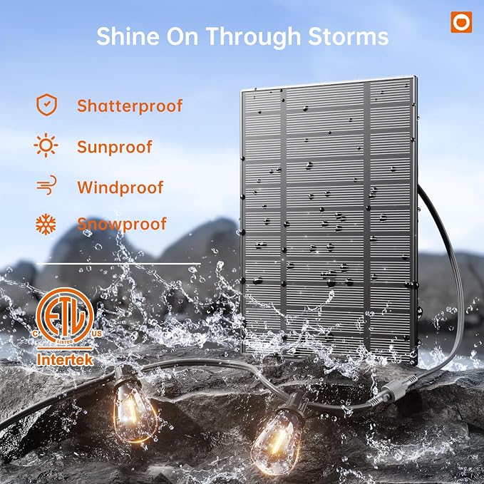 addlon 78FT(72+6) Solar String Lights Outdoor Waterproof with Remote & USB | ST38 LED Shatterproof Bulbs, Solar Powered Outside Lights, Dimmable Solar Light for Camping Backyard Porch
