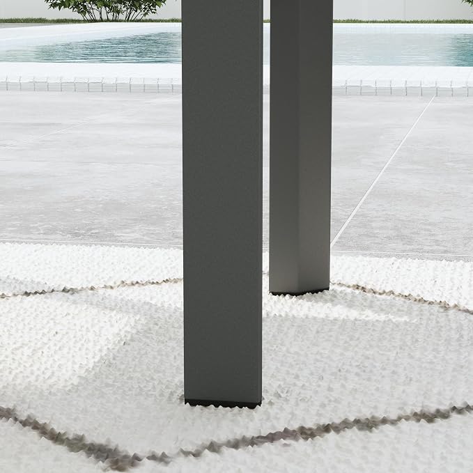 Homestyles Grayton Outdoor Coffee Table – 40-Inch Wide Aluminum Patio Table, Slatted Top, Rust-Resistant Frame, Easy Assembly, Gray