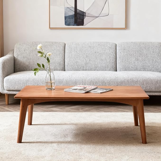 JIKUGO Bamboo Folding Coffee Table, No Assembly Required, Japanese Floor Table for Bedroom Living Room, Walnut, 23.6 x 15.7 x 9.8 Inches