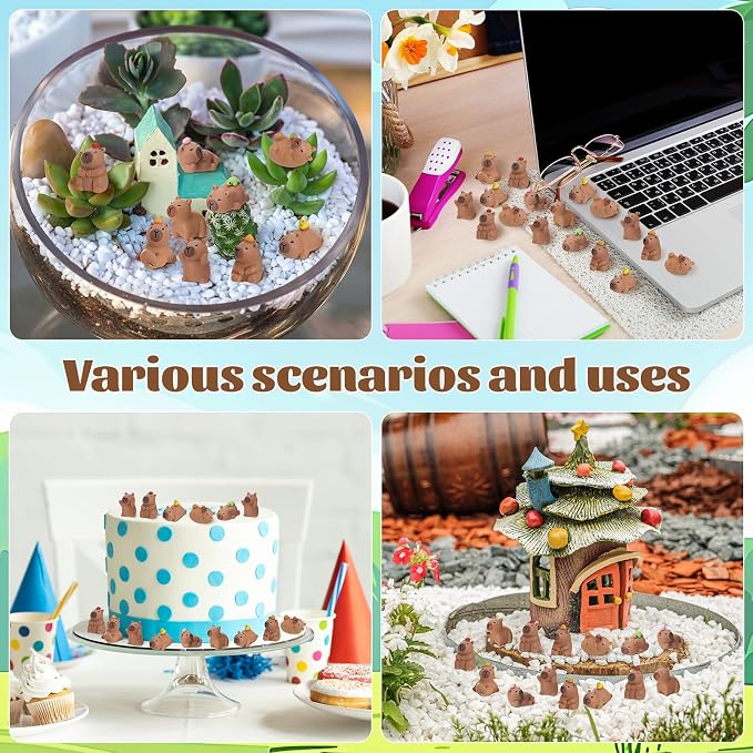 45 Pcs Mini Capybara Figures 9 Styles Mini Resin Capybaras Cute Capybara Figurines Resin Animals Miniature Figurines Tiny Animals for Garden Moss Landscape Dollhouse Tabletop Party Decor DIY