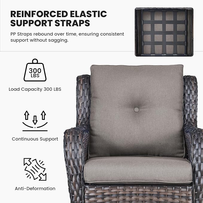 Belord Patio Wicker Furniture 4 Pieces Outdoor Furniture Set Patio Sofa Set with Wicker Chairs and Coffee Table, Paito Conversation Set for Porch Garden Deck Balcony Poolside