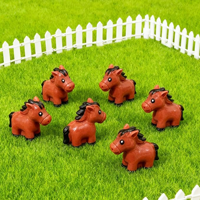 50 PCS Mini Red Horse Figurines - 1.5 Inch Resin Horses for Fairy Gardens, Home Decor, Wedding Centerpieces, Desk Accessories & DIY Crafts