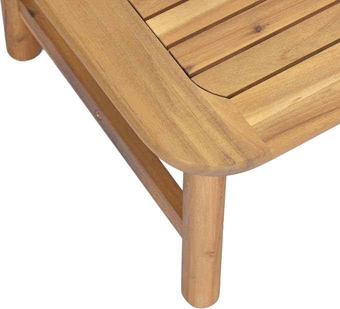 Christopher Knight Home Jun Patio Acacia Wood Coffee Table, Solid Wood Outdoor Table for Patio Furniture Set, Slat Panel Rectangular Top, Light Teak